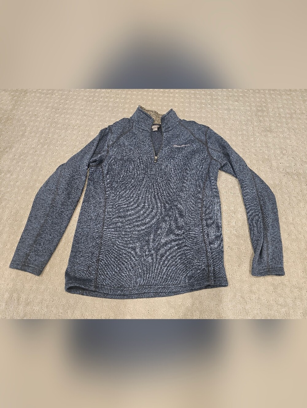 Eddie Bauer Mens Quarter Zip Fleece Pullover Sweater, Blue Size L